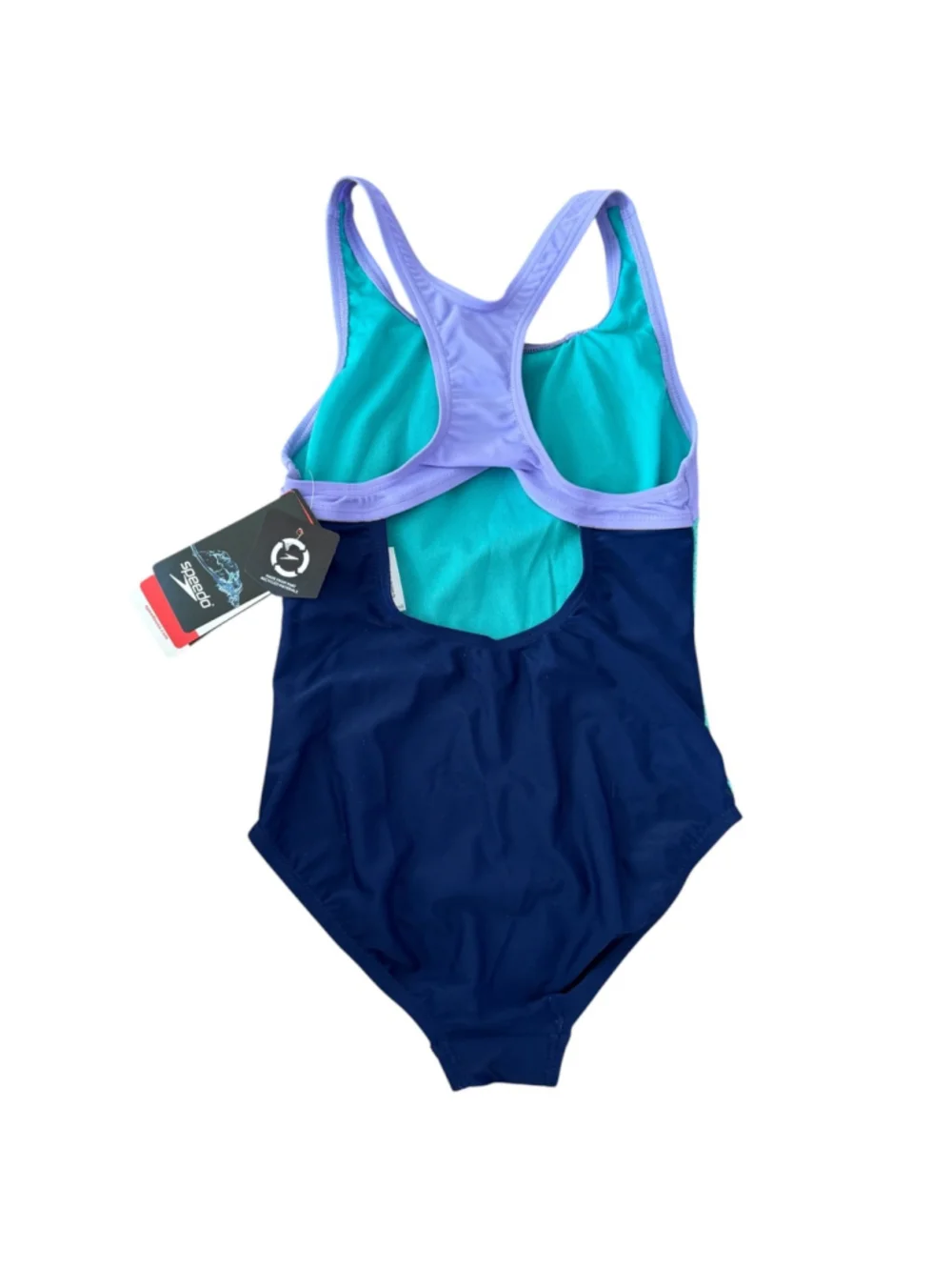 NWT Speedo Girls Size 10 Blue Harmony Mesh Splice One-Piece Swimsuit